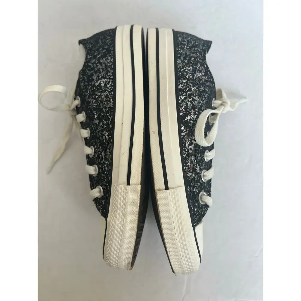 Converse Chuck Taylor All Star Black Glitter Low Top Lace Up Skater‎ Sneakers 7
